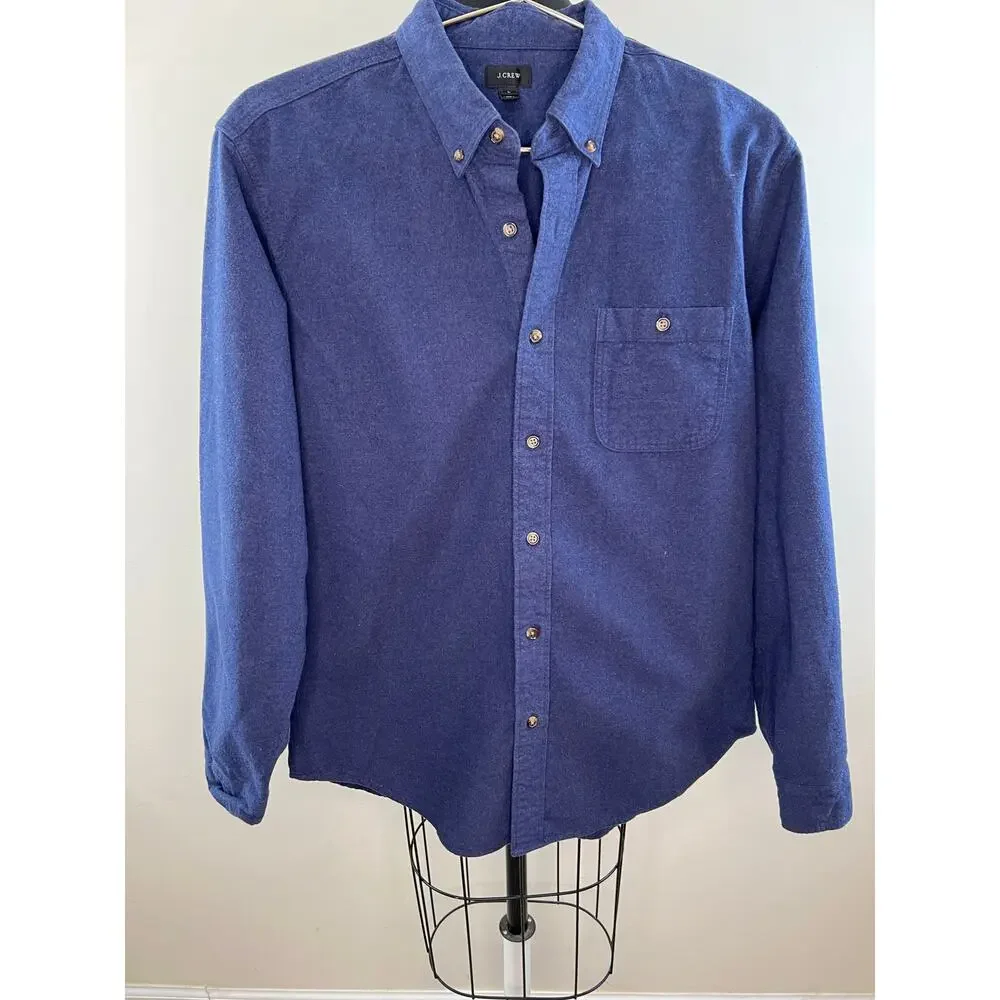 J Crew BLUE Chamois Button Down Suede Elbow Patch Long Sleeve Shirt 06791 Men XL